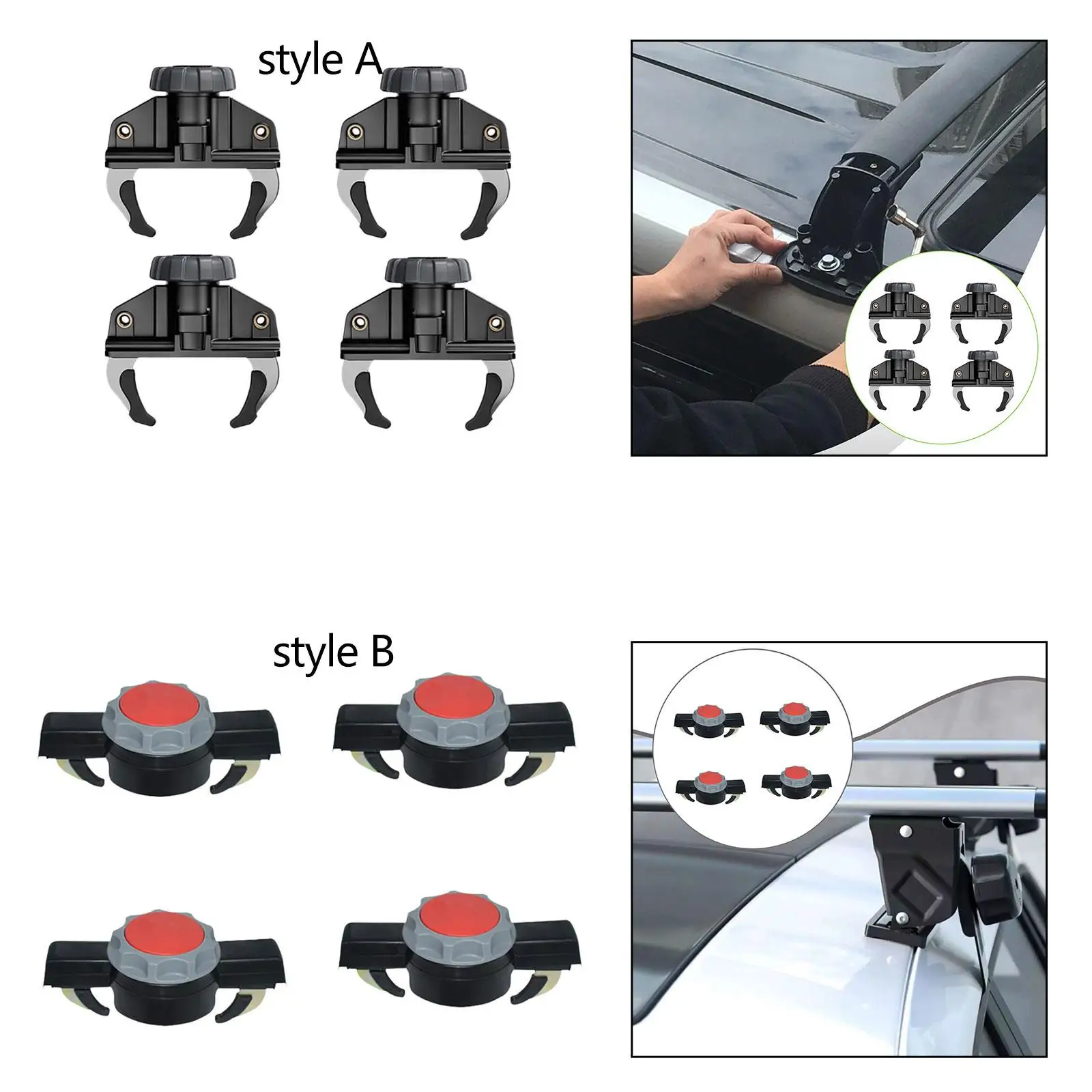 Quick Fixation Roof Box Fast Clamp Kit Sturdy Aluminum Clips Universal Fit for Car Roof Rack Storage System