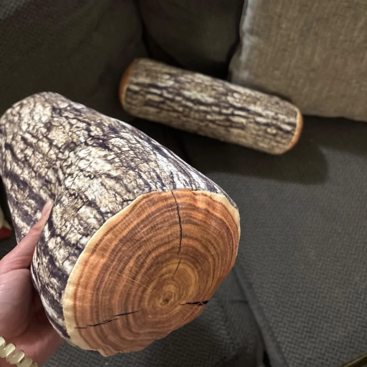 Decorative Round Throw Pillow, Comfortable Cute Wood Log Pillow Cushion for Home,Couch, Sofa, Bedroom, Living Room Decor