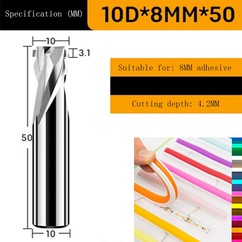 Imagem -03 - Led Neon Slotting Knife Carboneto de Tungstênio Acrílico Mini Publicidade Palavras Light Strip Molding End Mill mm mm 12 mm