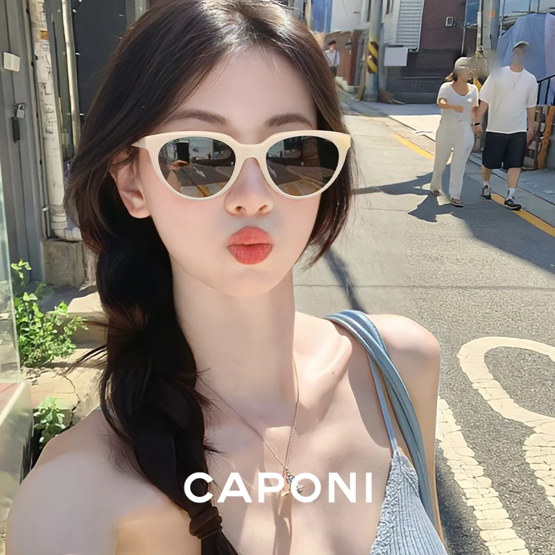 

CAPONI Cat Eye Trend Women Sunglasses Tortoiseshell Polarized Anti-reflective Anti-glare Sun Glasses Female Fashionable CP24058