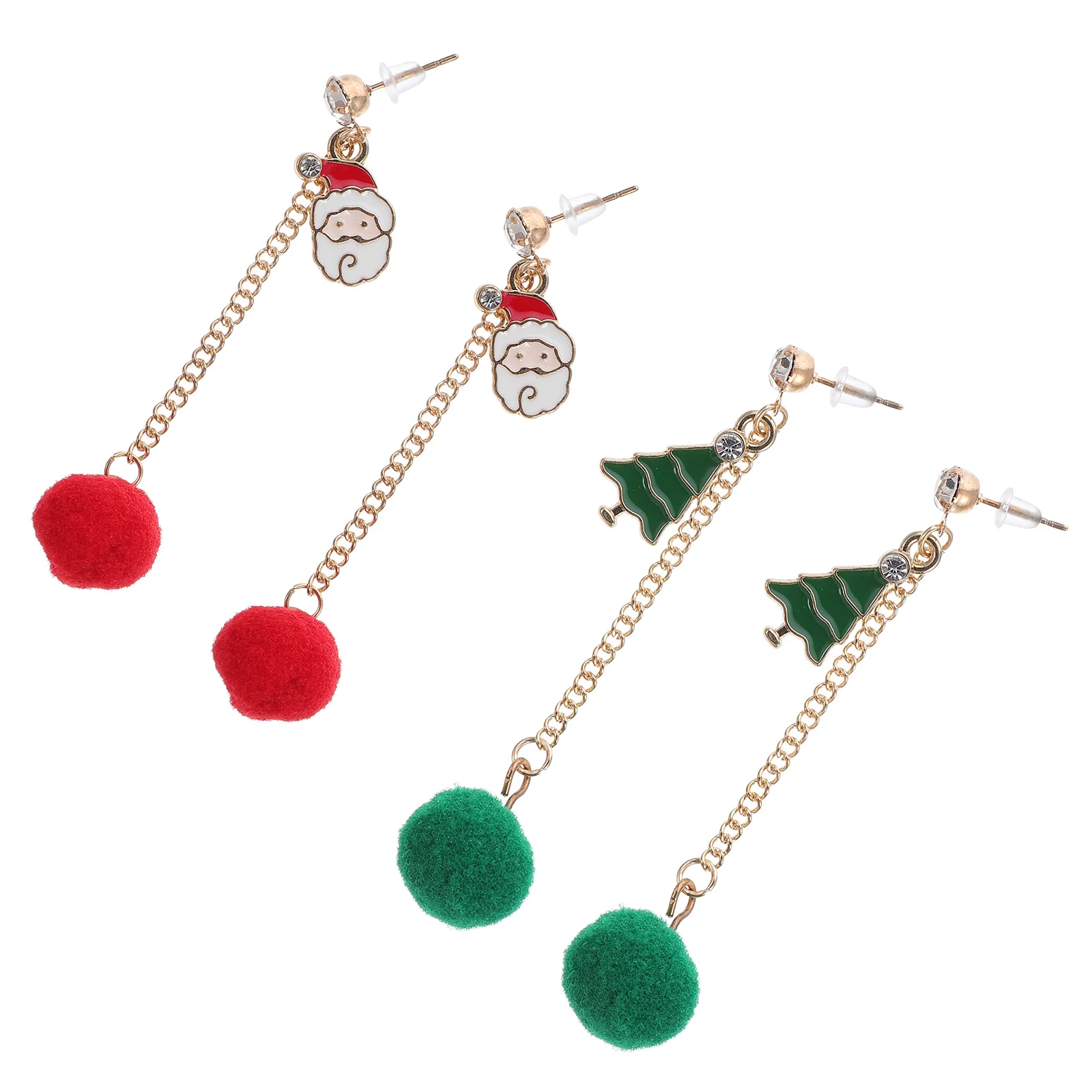 2Pairs شجرة عيد الميلاد أقراط عيد الميلاد شرابة استرخى الأذن مجوهرات للفتيات هدايا شرابة القرط انخفاض القرط شجرة عيد الميلاد الأذن استرخى