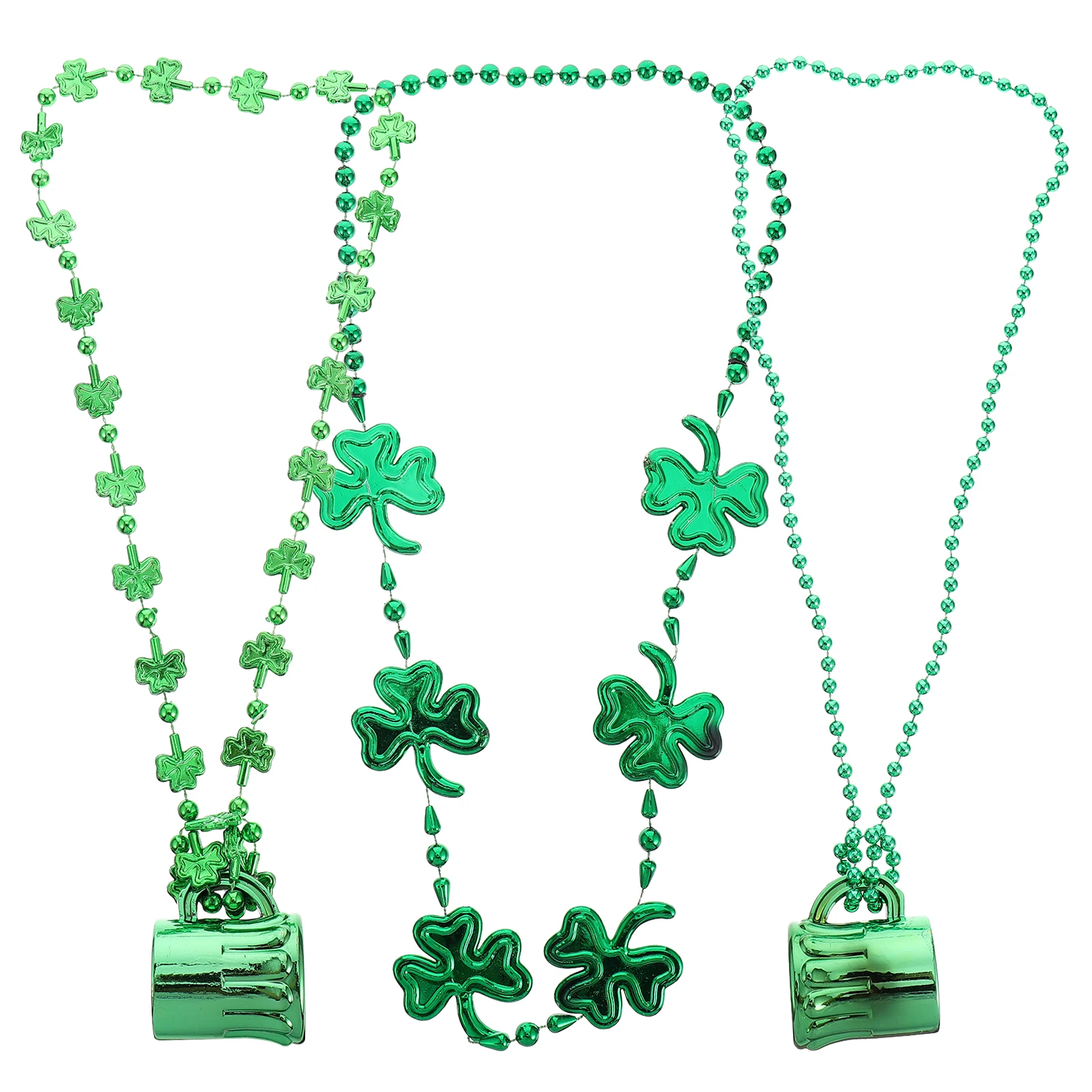 

3 Pcs Shamrock Necklaces Green Beaded Festival St Patrick Day Party Favor Gift Decor Holiday Accessories Packaging
