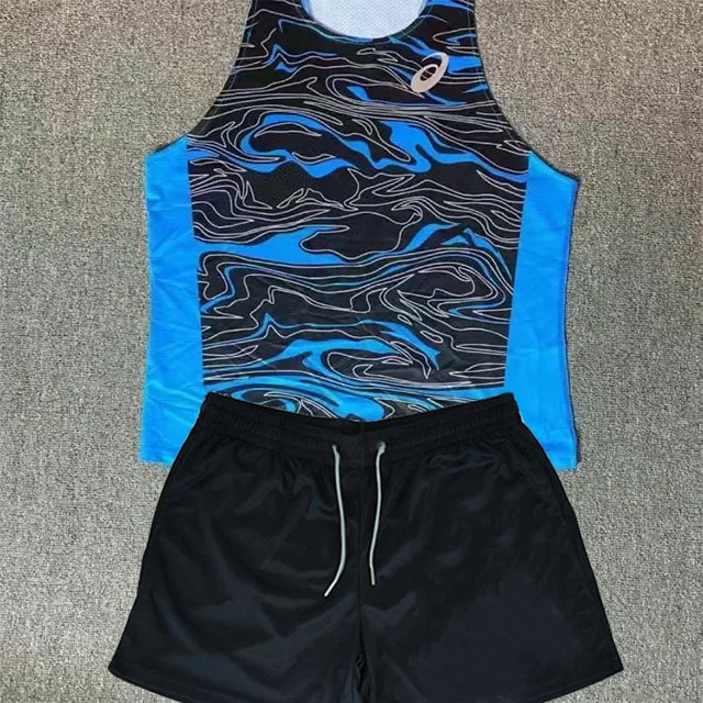 

2024 Sports Track and Field Training Quick-drying Marathon 3D Printing Breathable Comfortable Vest Sleeveless Sportswear Set