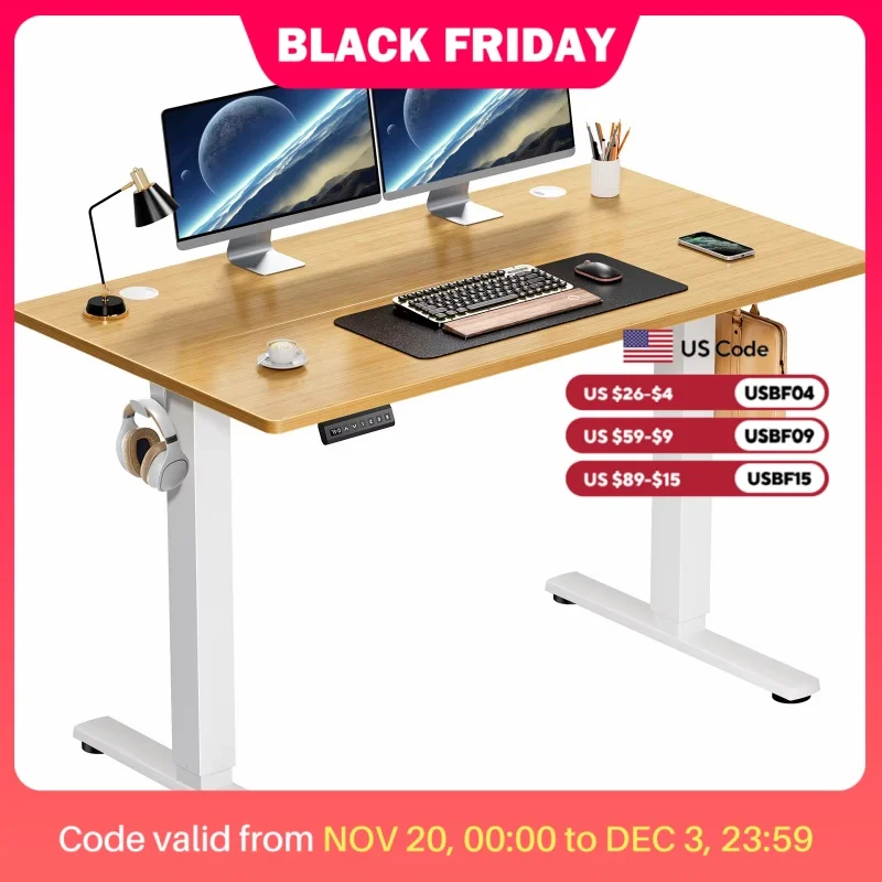 JHK Electric Standing Desk Height Adjustable 40x24 Inch Stand Up Sit Stand Computer Desk Workstation Ergonomic Work Table