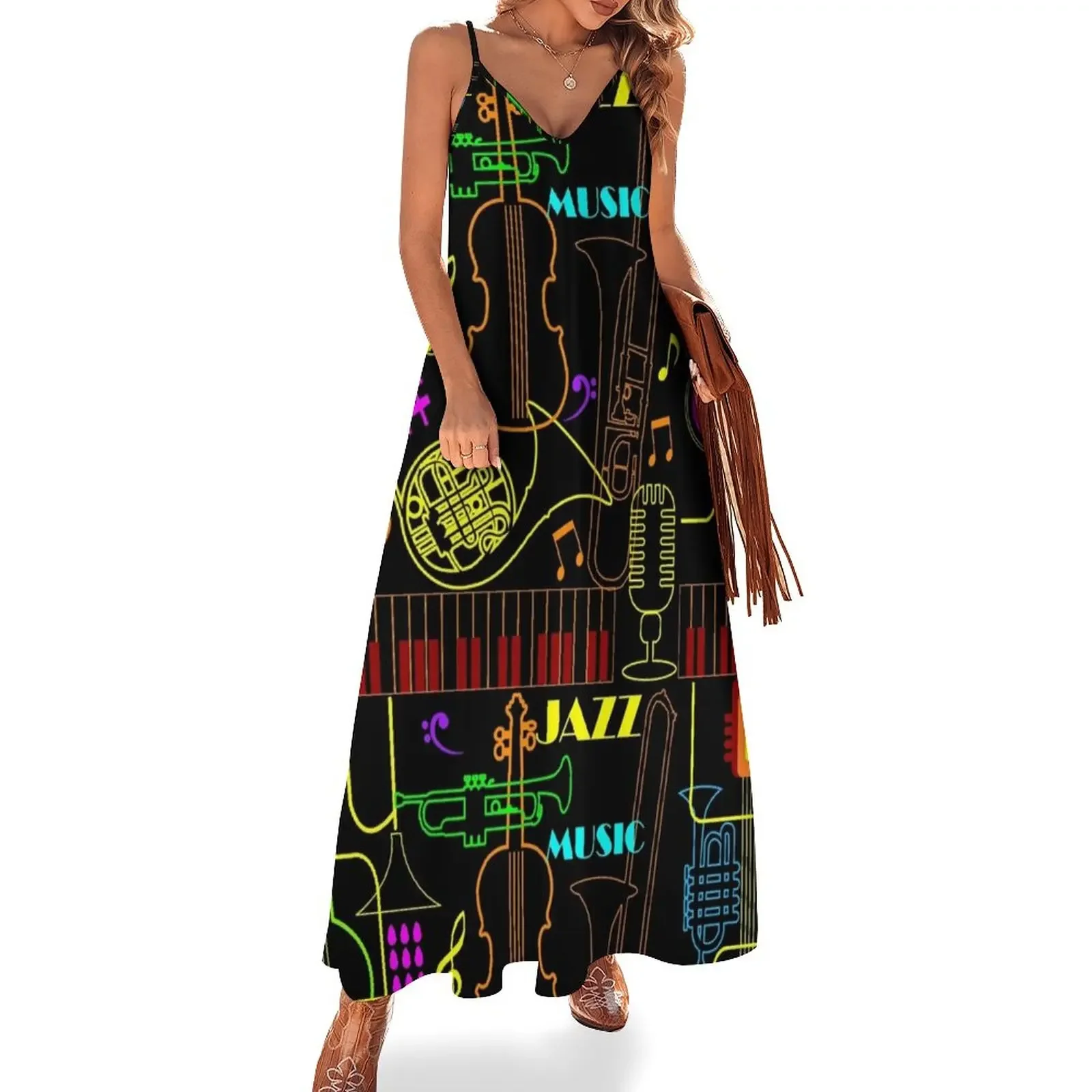 

Neon Jazz Fest Sleeveless Dress Women's summer suit ladies dresses for special occasion loose women's dress Dress