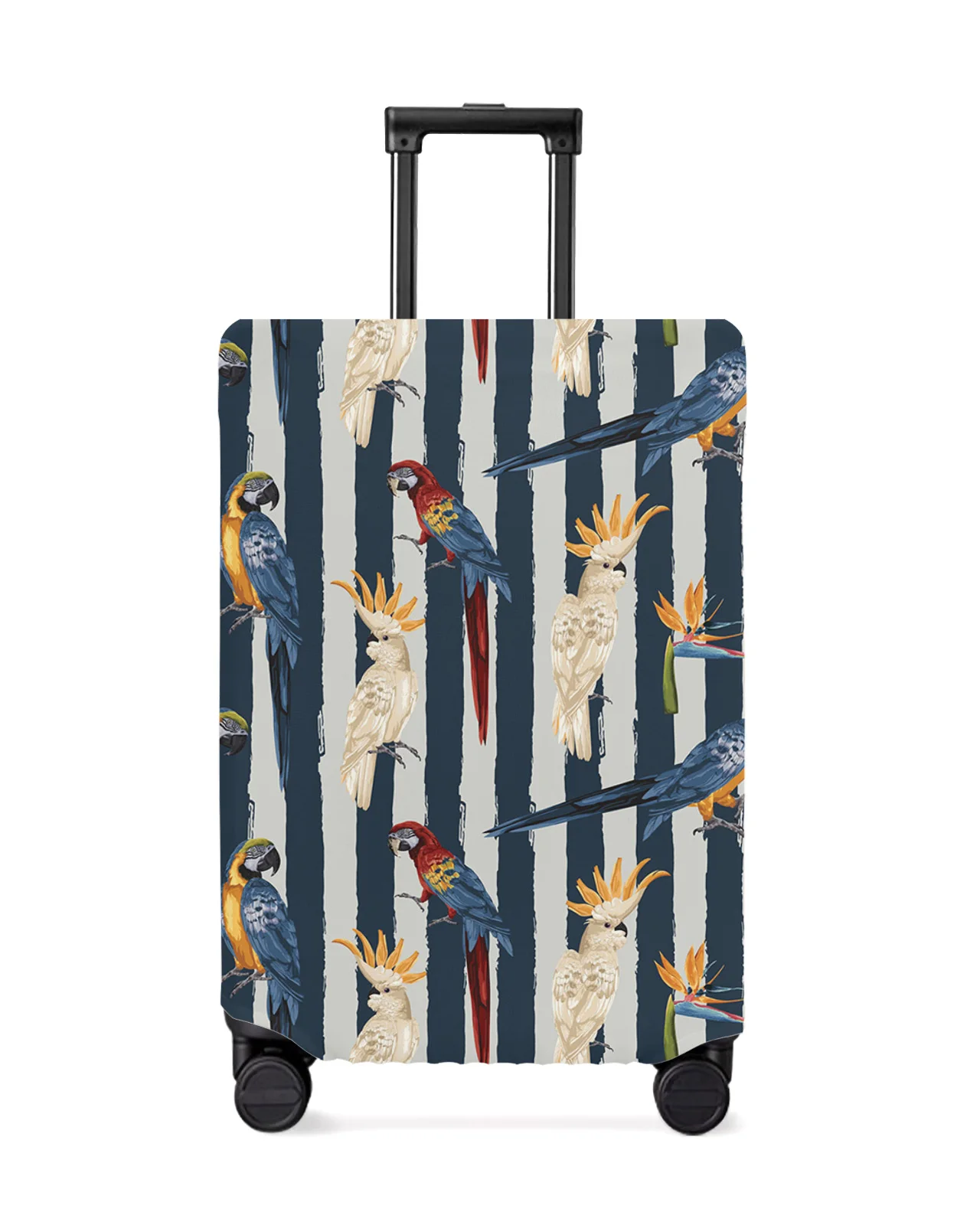 parrot-bird-of-paradise-blue-and-gray-stripes-travel-luggage-cover-elastic-baggage-cover-suitcase-dust-case-travel-accessories