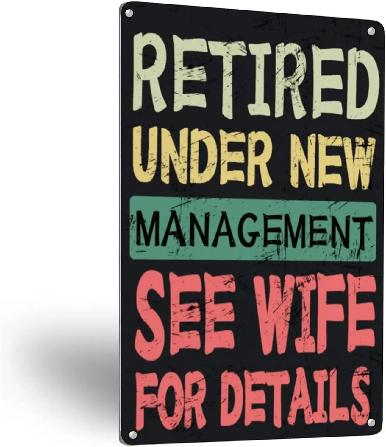 Vintage Room Wall Decor Retired Under New Management See Wife For Details Metal Tin Signs Funny Farewell Gifts Home Living R