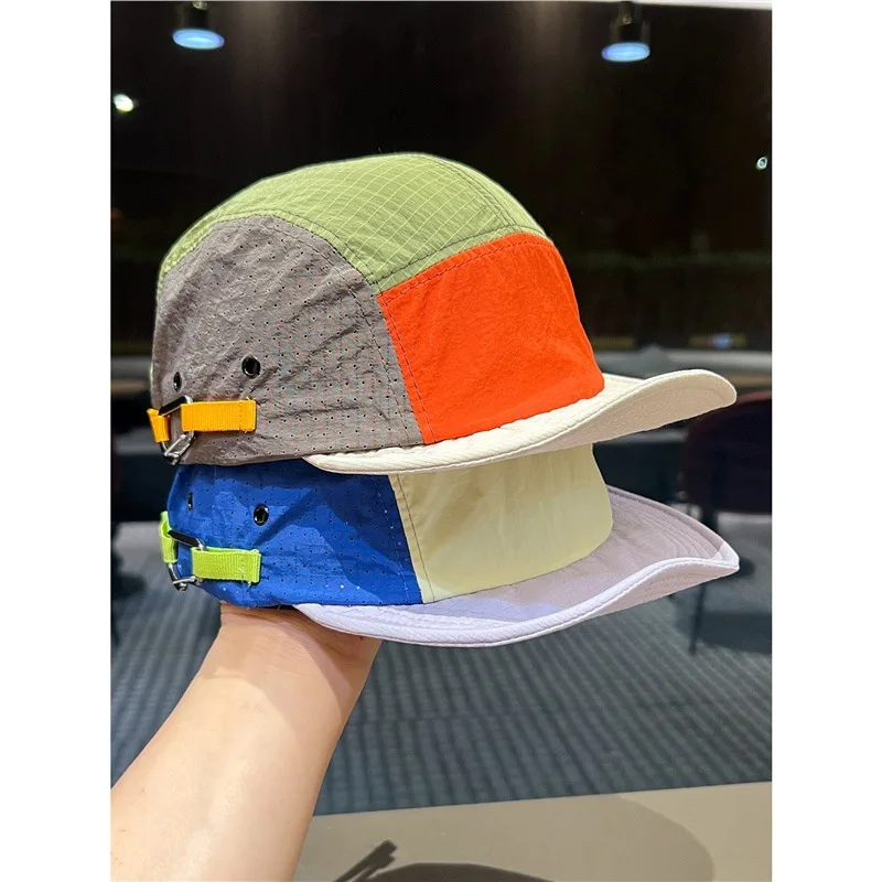 

Retro Patchwork 5 Panel Cap Men Outdoor Breathable Adjustable Baseball Cap Women Sports Hiking Hats