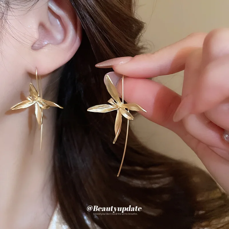 جديد خمر المعادن القزحية زهرة أقراط للنساء موضة الأذن اكسسوارات مكتب مجوهرات الحفلات #3