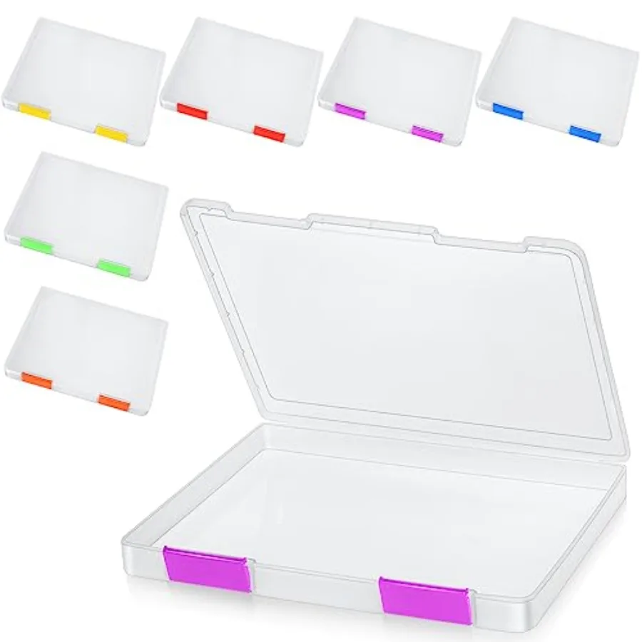

6 Pcs Clear Paper Storage Box A4 Plastic File Box Document Paper Organizer Storage Board Game Project Cases Containers with Buc