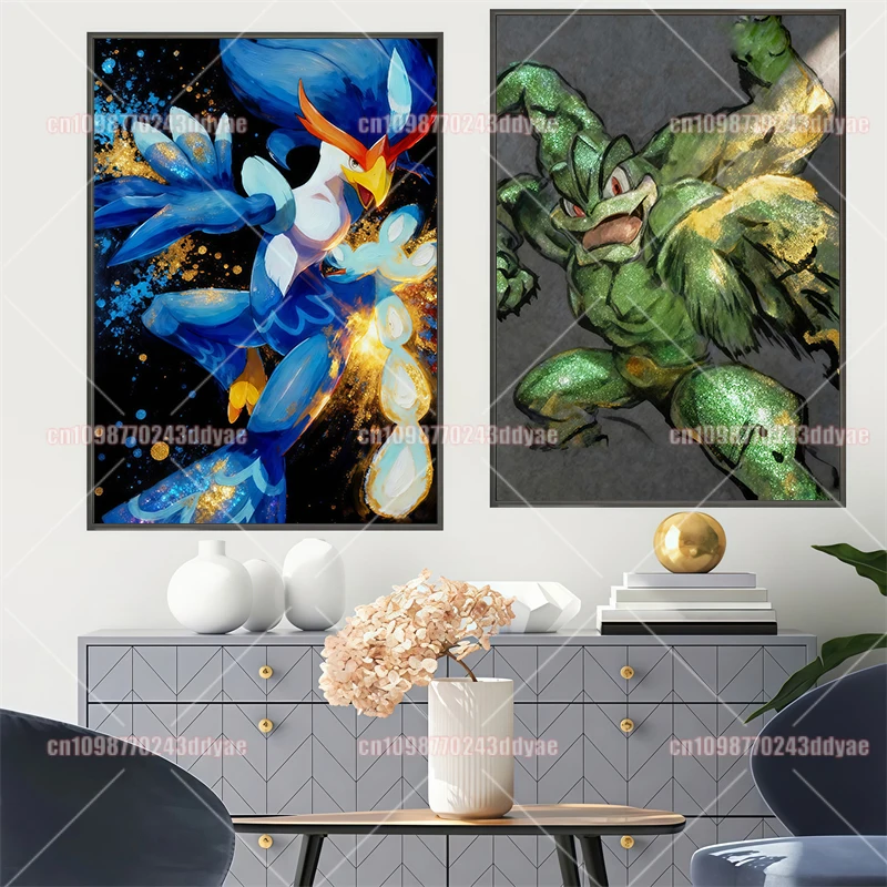 Classic Retro Pokemon Anime Comic Glitter Ink Gilt Poster High-definition Printing Mural Picture Wall Art Home Decoration Gift - view 4