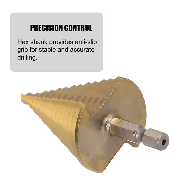 

wood plastic aluminum hole expand tool accessory 5-35 gold titanium plate pagoda drill hexagonal straight groove step drill bit