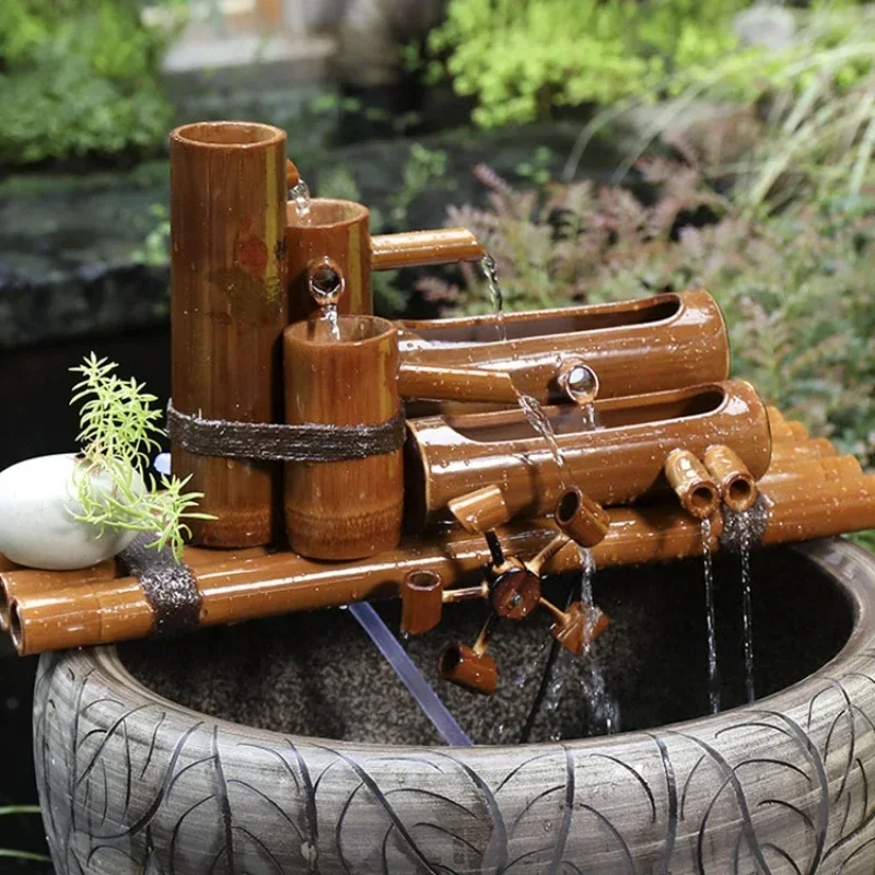 

Purificador de agua de tubo de bambú para pecera, canal de piedra para cuenca de peces, filtro circulante para agricultura,