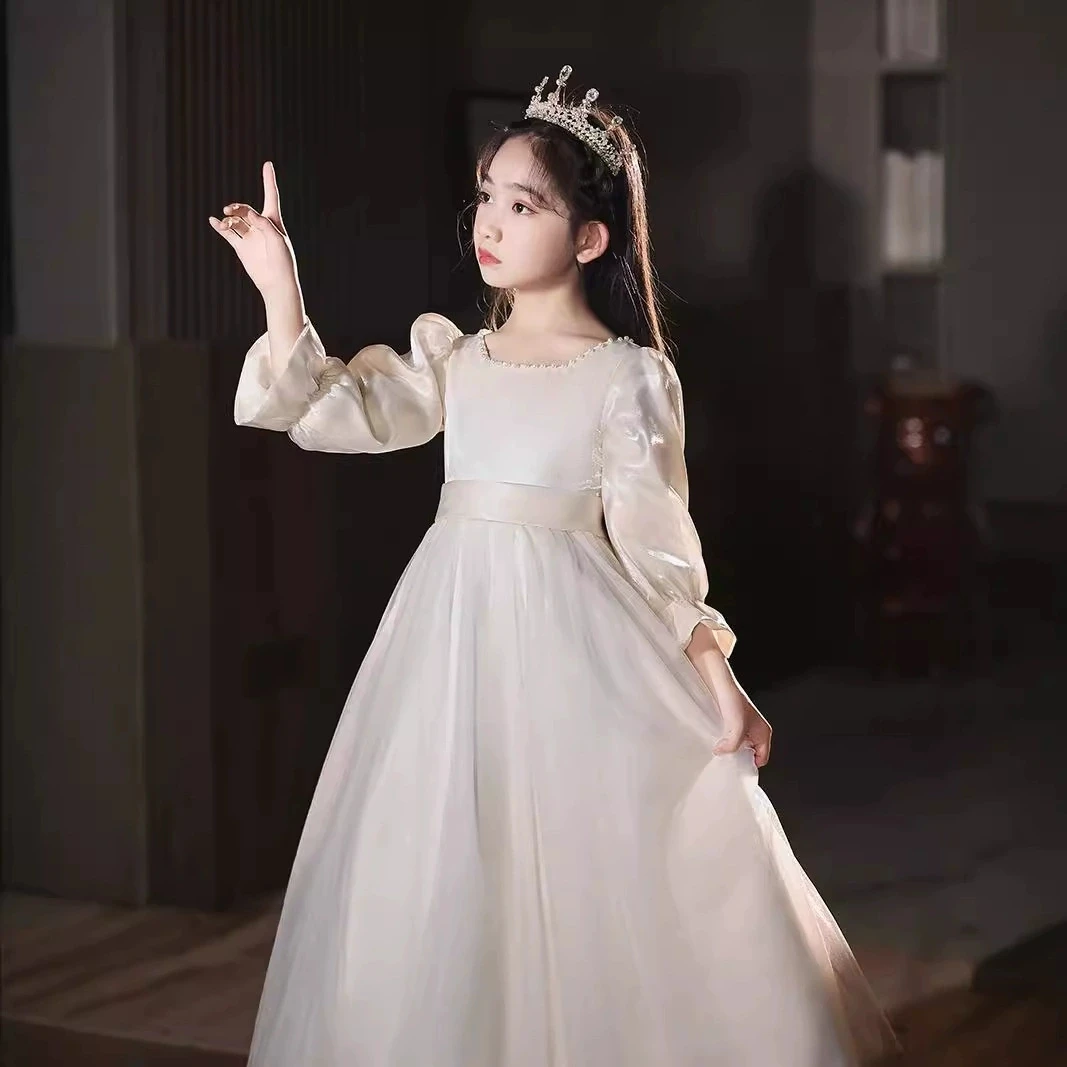 

Детское вечернее платье цвета шампань для девочек: наряд для выступлений на фортепиано, скрипке, конкурсов, вечеринок, свадеб, дней рождения и торжественных мероприятий