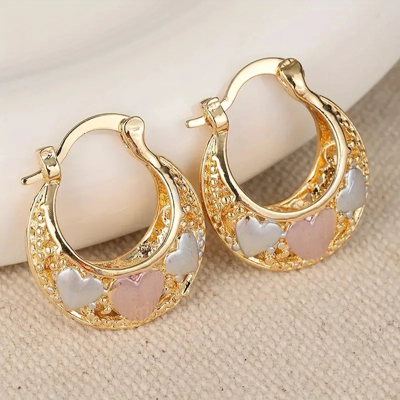 Golden Elegant Love Hoop Earrings for Women\'s Wedding Party Anniversary Gift