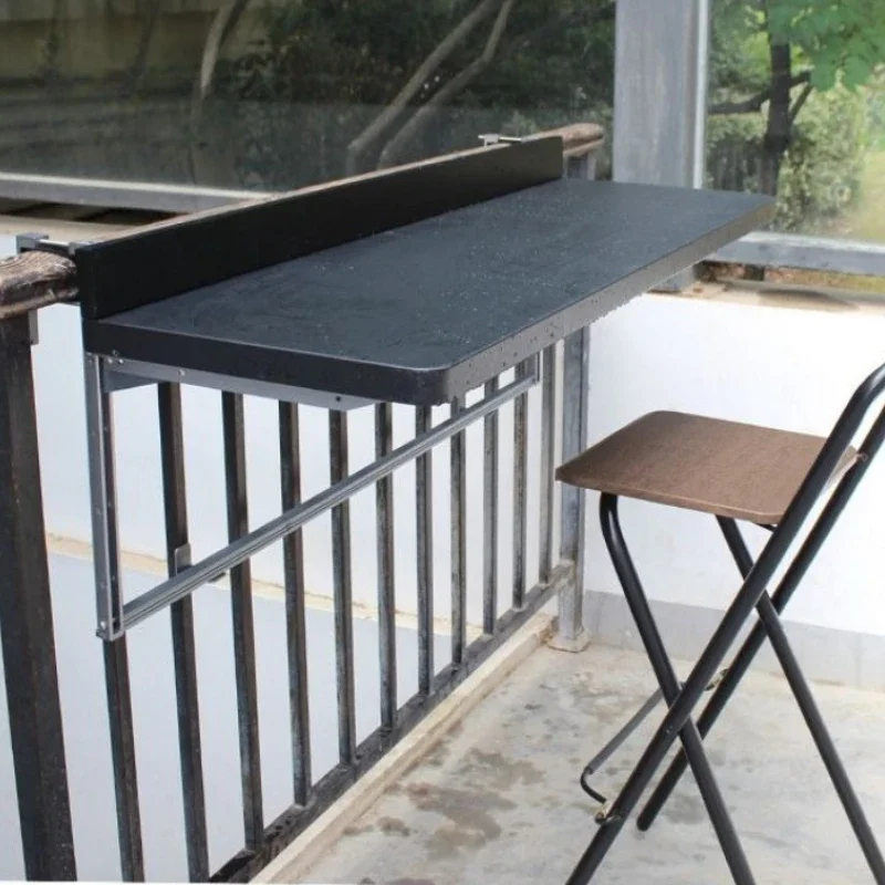 Balcony Folding Table Adjustable Height Railing Table Outdoor Metal Railing Foldable Tables Household Lifting Furniture Desk
