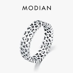 MODIAN-Anillo de Plata de Ley 925 con forma de corazón para mujer, sortija apilable, estilo Simple, joyería fina