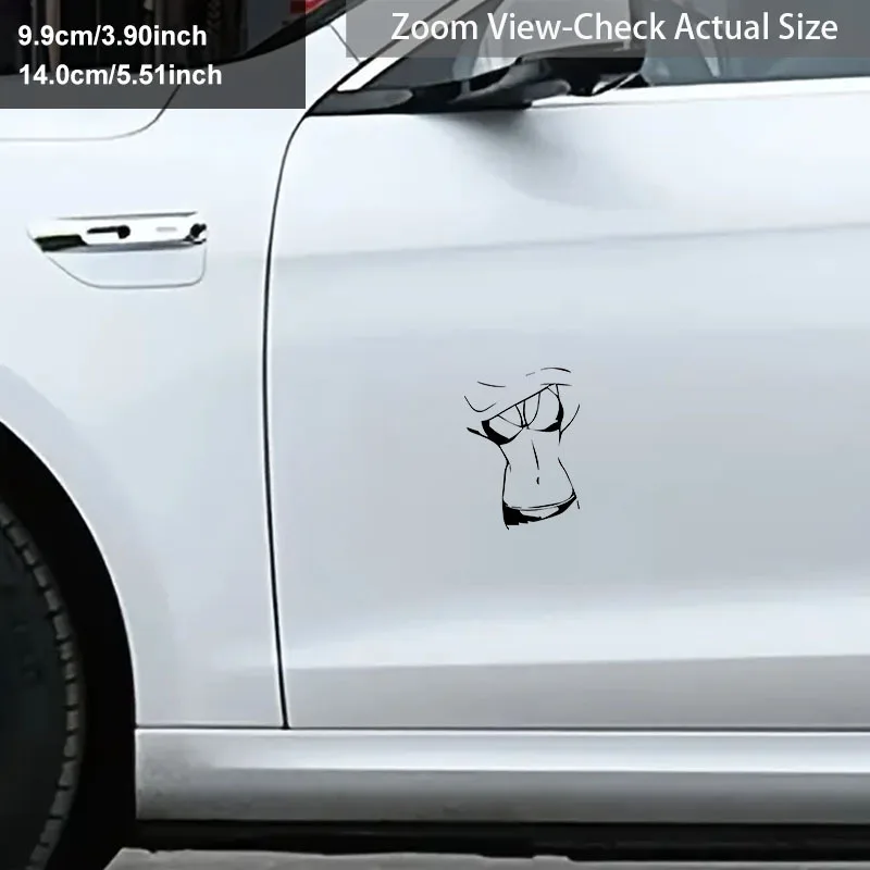 2D Flat Cartoon Abdominal Muscles Sticker, Black/Red Waterproof Vinyl Decal, For Car Window, Laptop & Device Decor