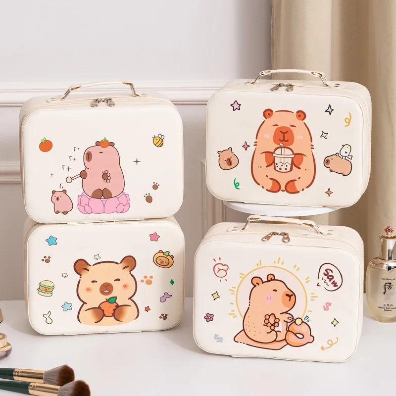 

Cabibara Cartoon Makeup Bag Makeup Box Portable Large Capacity Kulomi Souvenir PU Handbag