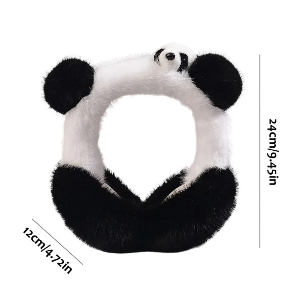 Orejeras de felpa de Panda gruesas, cómodas, a prueba de viento, mantienen el calor, cubierta de oreja de Panda, calentadores de oreja, gorro de oreja para montar en invierno