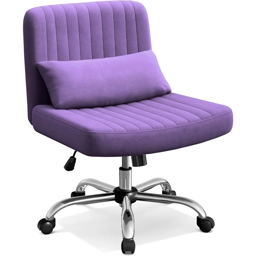 كرسي Warmiehomy Velvet متقاطع مع عجلات، كرسي مكتب بأرجل متقاطعة، كرسي مكتب مريح للمكتب المنزلي، كمبيوتر مريح #4