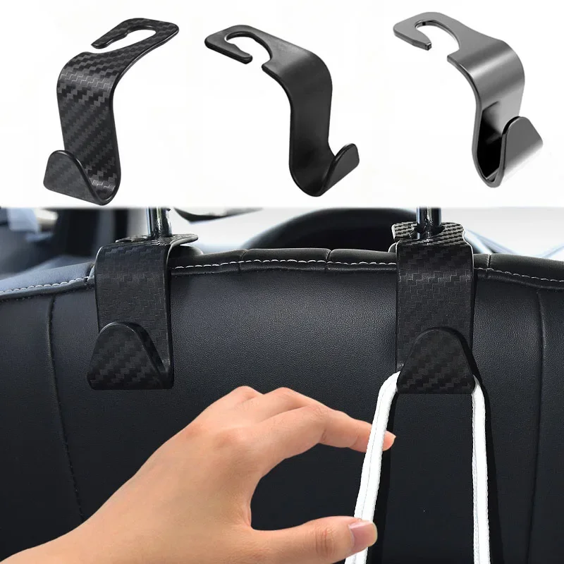 1/2Pcs Car Interior Accessories Handbag Clothes Bracket Carbon Fibre Hook Car Seat Headrest Hook Auto Back Seat Organizer Hanger