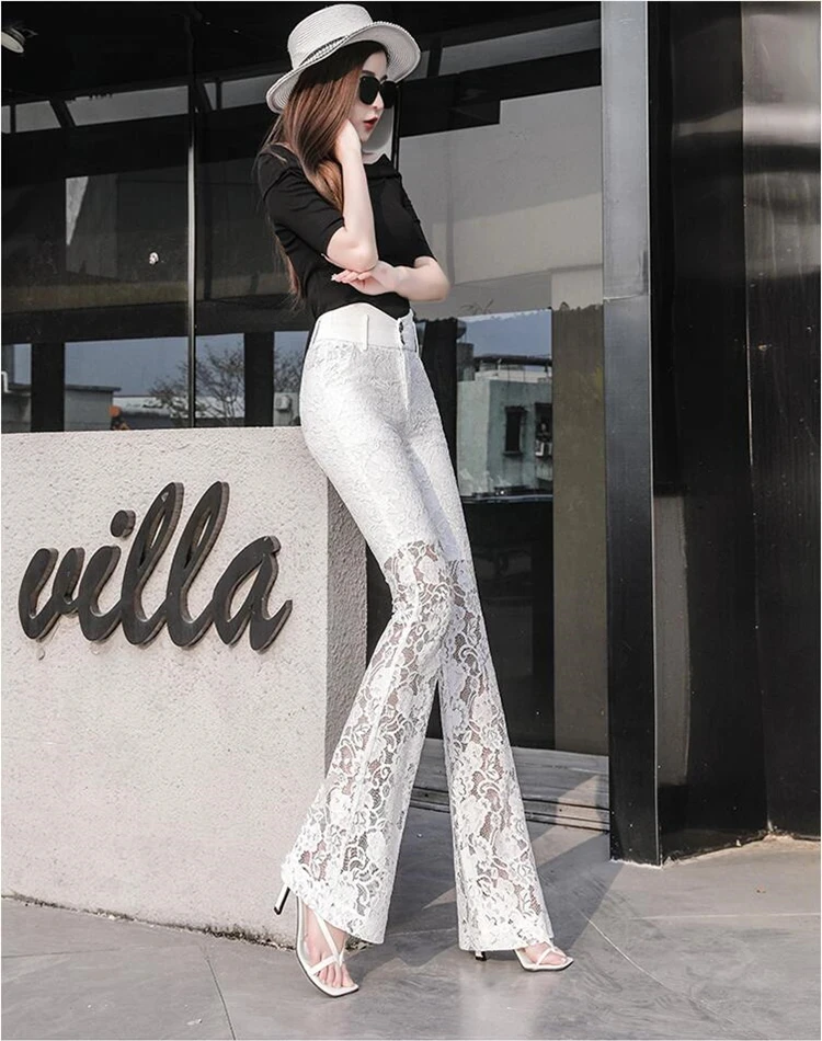 

new spring summer fashion casual plus size brand female women girls high waist lace pants