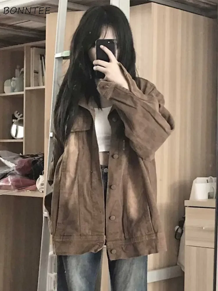 

Denim Jackets Women Solid Simple European Style Cool Daily Spring All-match Casual Basics Graceful Ladies Modern Attractive Ins