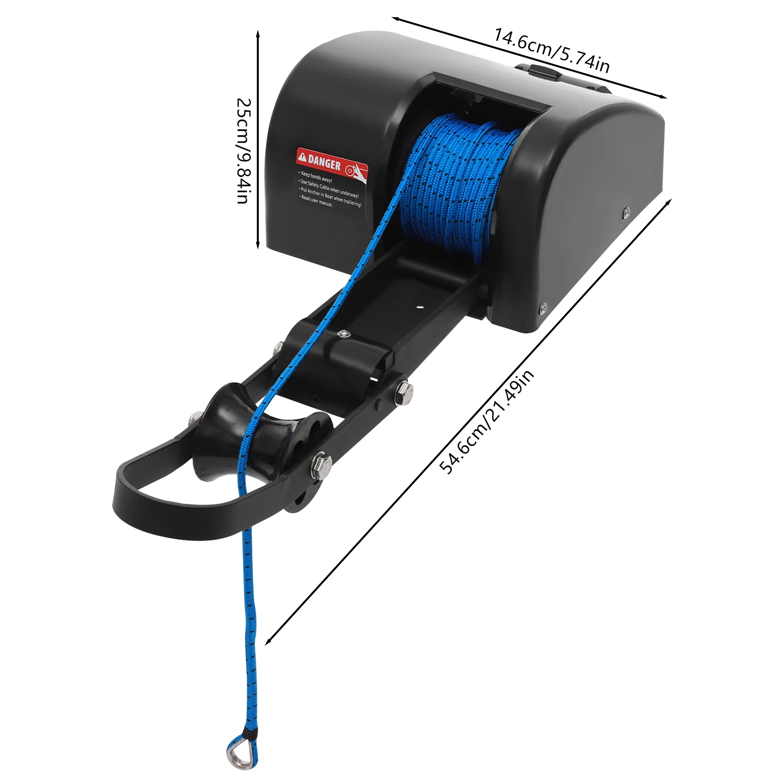 Electric Anchor Winch, 45lbs Capacity, 12V Motor, 100ft Rope, Rust-Resistant