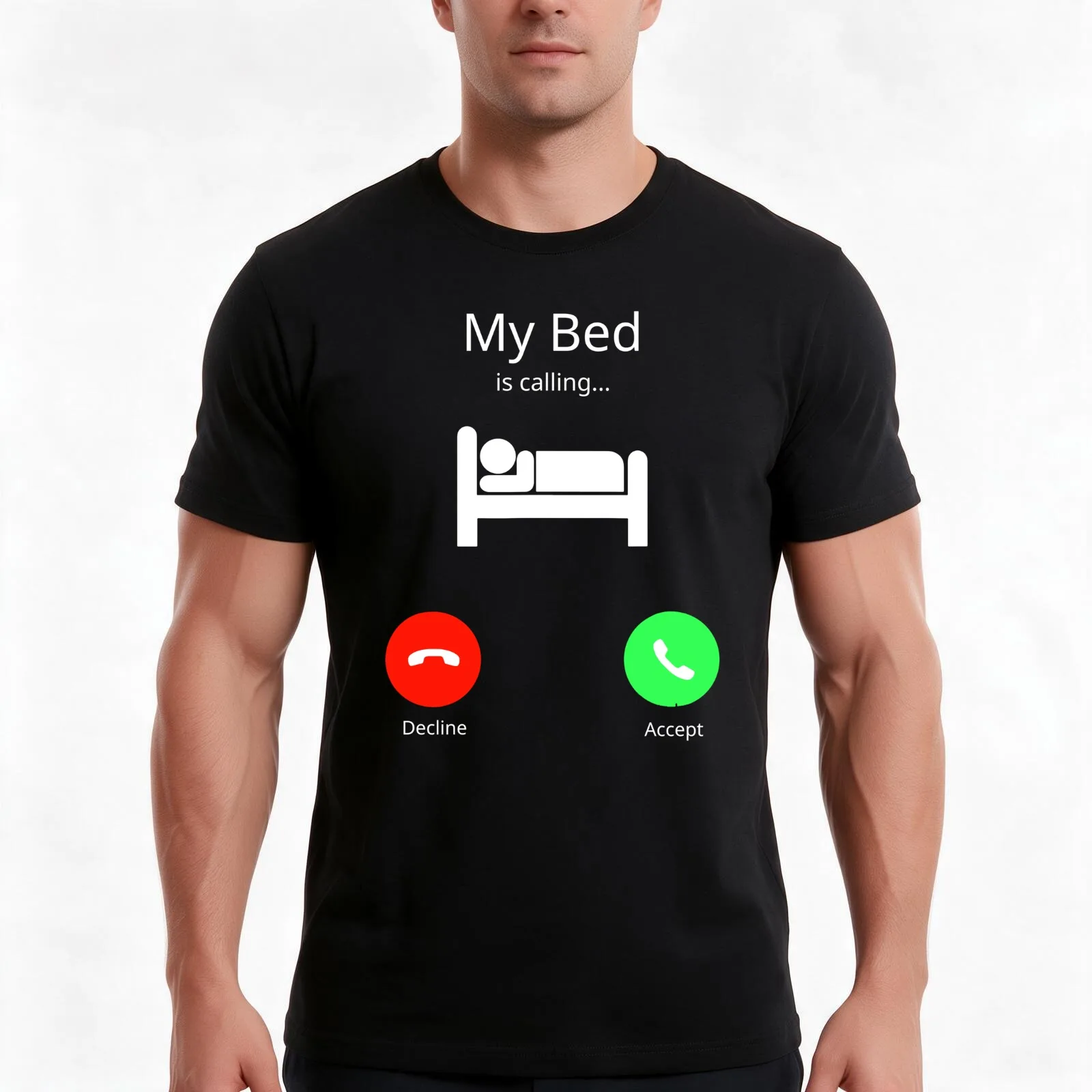 My Bed is Calling Phone Screen T-Shirt Summer Casual Cotton Tee Oversized Streetwear Tops Vintage Graphic Print 100% Cotton