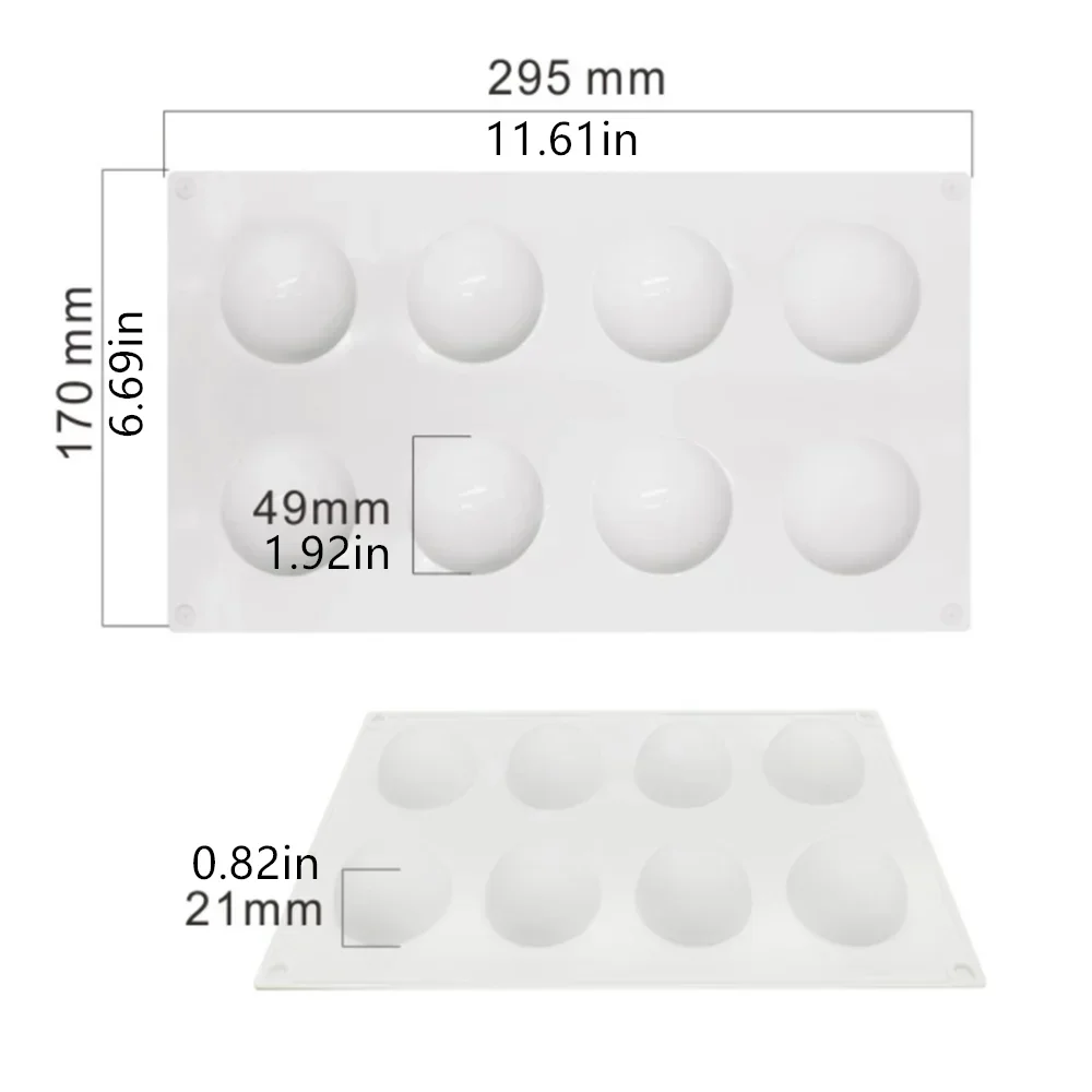 6/8 Cavities Mushroom Shape Silicone Mold Half Round Cake Mould Cone Mousse Dessert Decorating Tools Kitchen Accessories