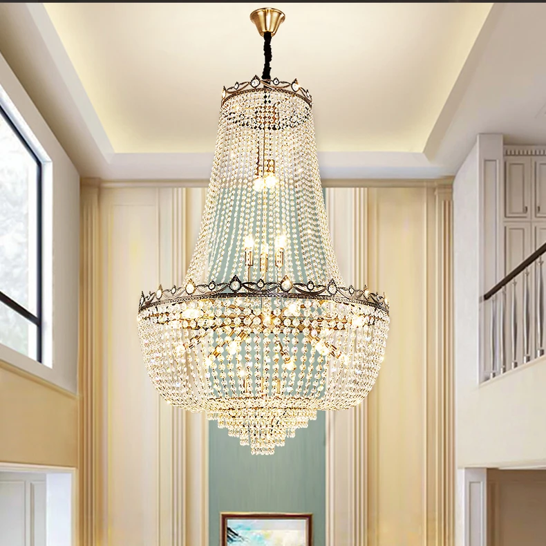 Antique Brass Crystal Chandeliers Lights Fixture American Shining Luxurious Chandelier Art Deco LED Home Hotel Indoor Lighting