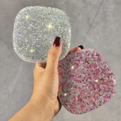 High appearance level plastic jewelry box artificial diamond set travel with mirror ring necklace earrings jewelry storage box