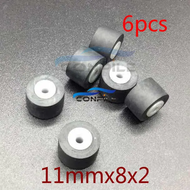 

6pcs 11mmx8x2 retractor press wheel belt pulley rubber audio pressure recorder cassette deck pinch roller tape Stereo player