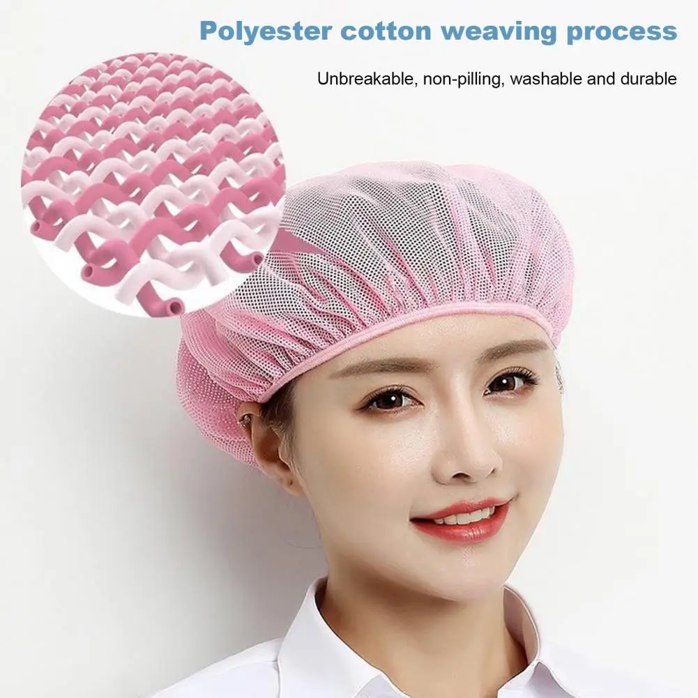 

52-60cm Bakery Hat Reusable Mesh Chef Cap Breathable Friendly To Skin Washable Cooking Cap Protective Headwear Kitchen Gadget