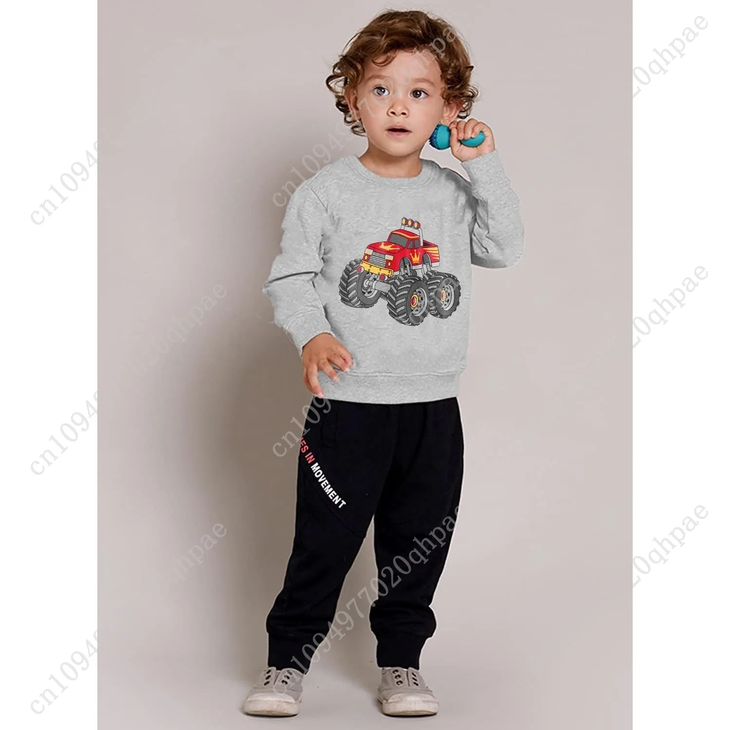 Popshion 유아 남아용 스웨트셔츠 면 경량 어린이 겨울용 따뜻한 스웨터 크루넥 풀오버 상의