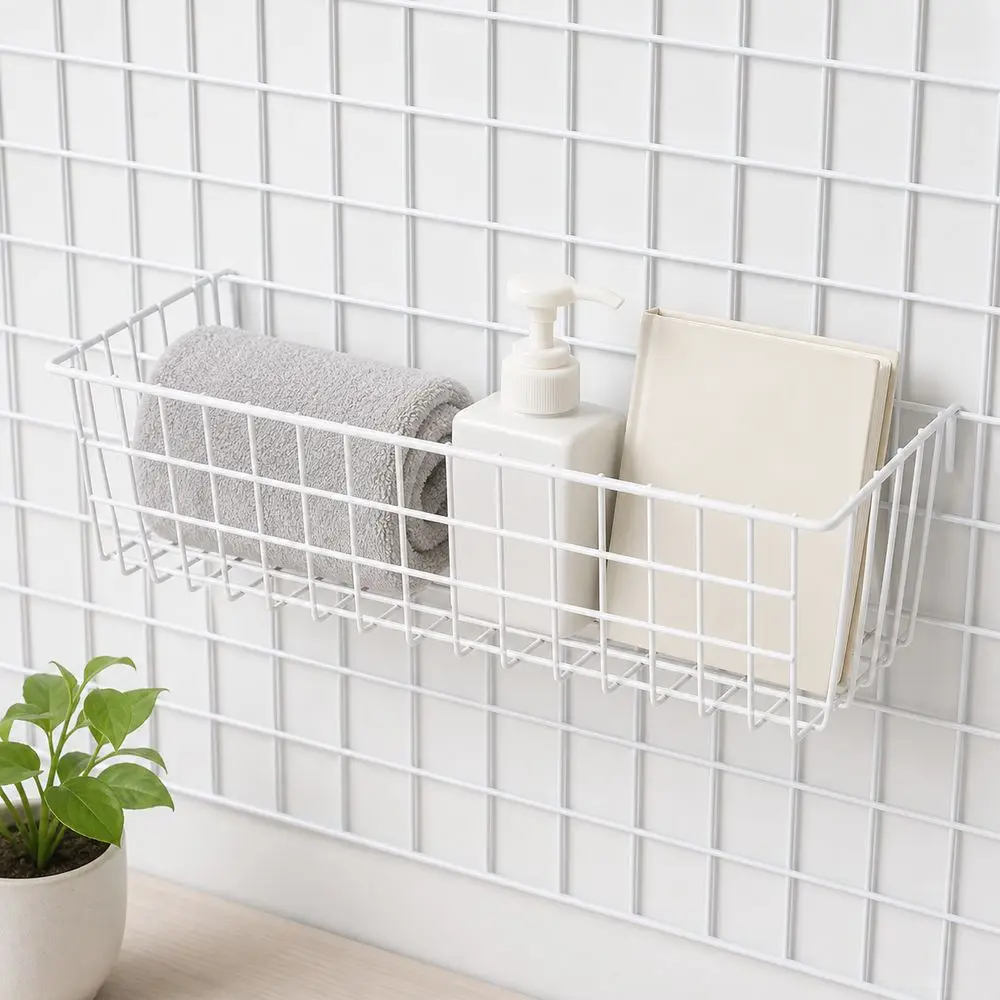 Open Wire Hanging Organizer Basket Strong Load Bearing Hanging Hook Grocery rack Large Capacity Space Saving Grid hanging basket