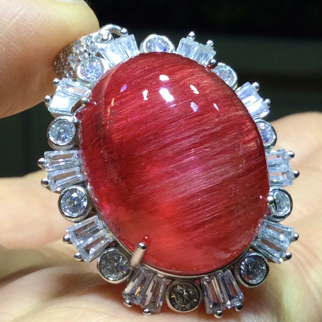 Natürlicher Roter Rutilquarz-Anhänger Roter Rutilquarz-Schmuck 32*25,5*17,5mm Herren Damen Brasilien AAAAAAA