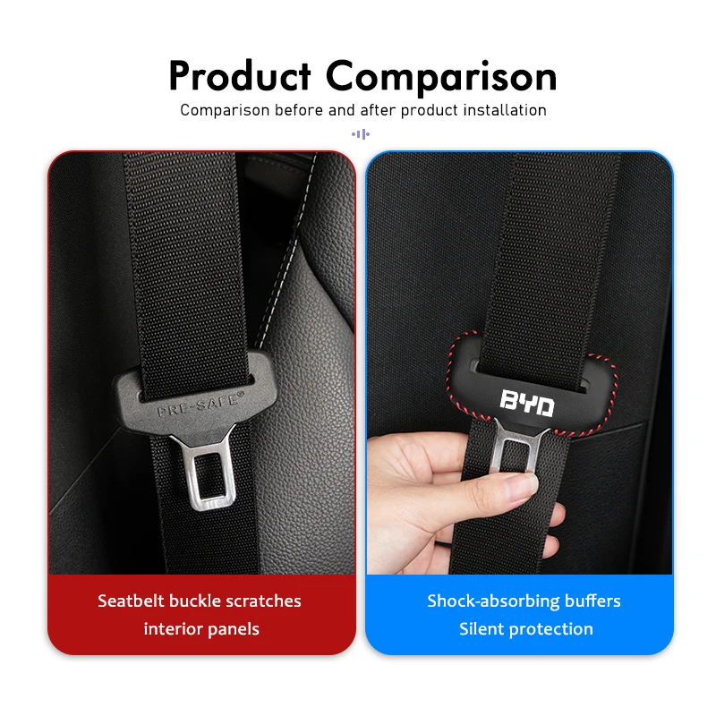 Leather Car Seat Belt Clip Protector Seatbelt Buckle Plug Cover For BYD For BYD Plus Ea1 Song Max Tang Dmi 2din Pro E2