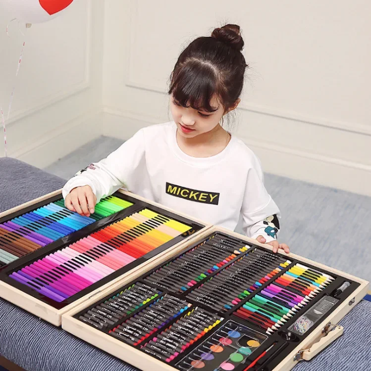 251 Wooden Box Kids Painting Brush Set Watercolor Pen Crayon Set Color Lead Kindergarten Watercolor Pen Children