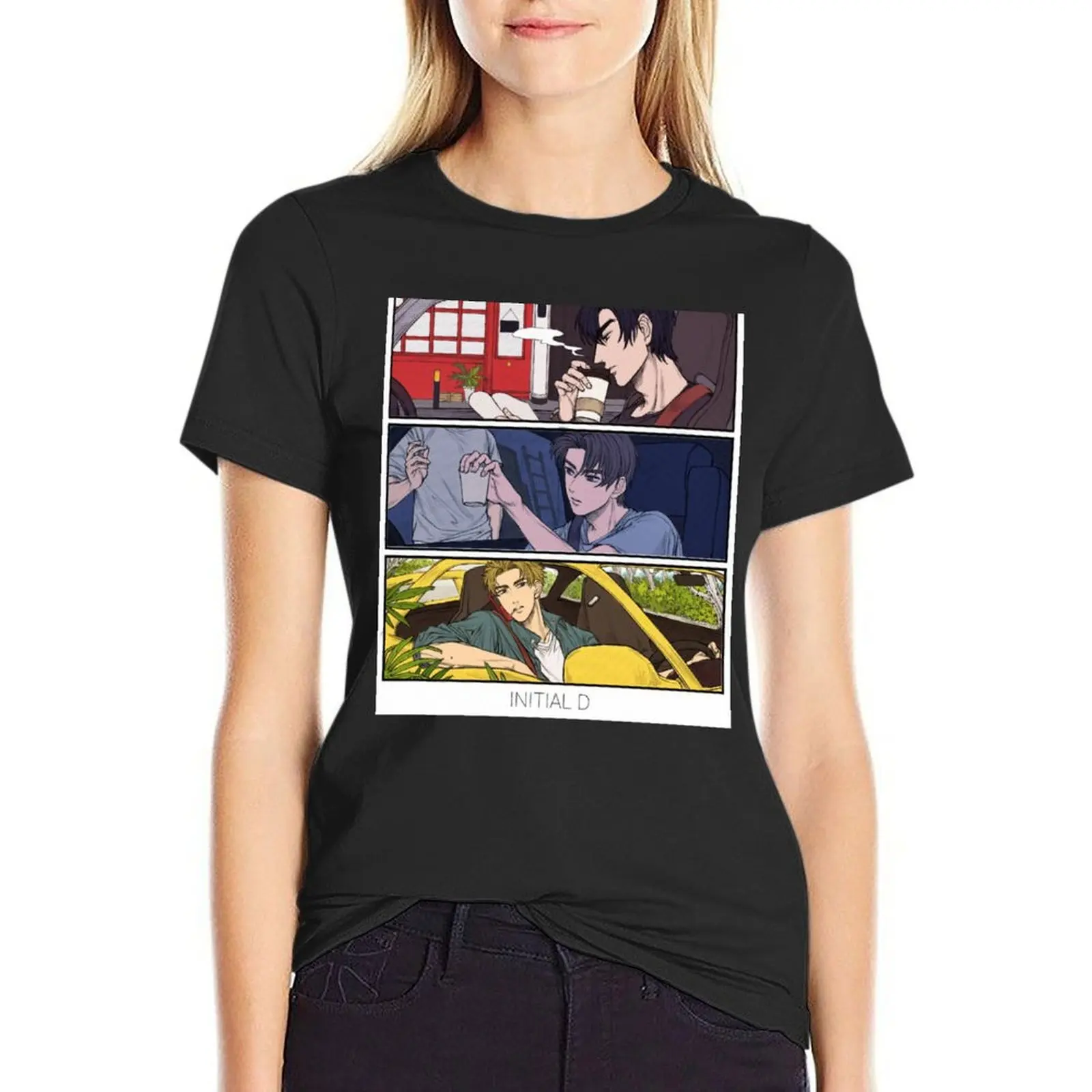 Initial D - Takumi, Ryosuke and Keisuke artwork T-Shirt lady clothes funnys sports fans Women's tee shirt