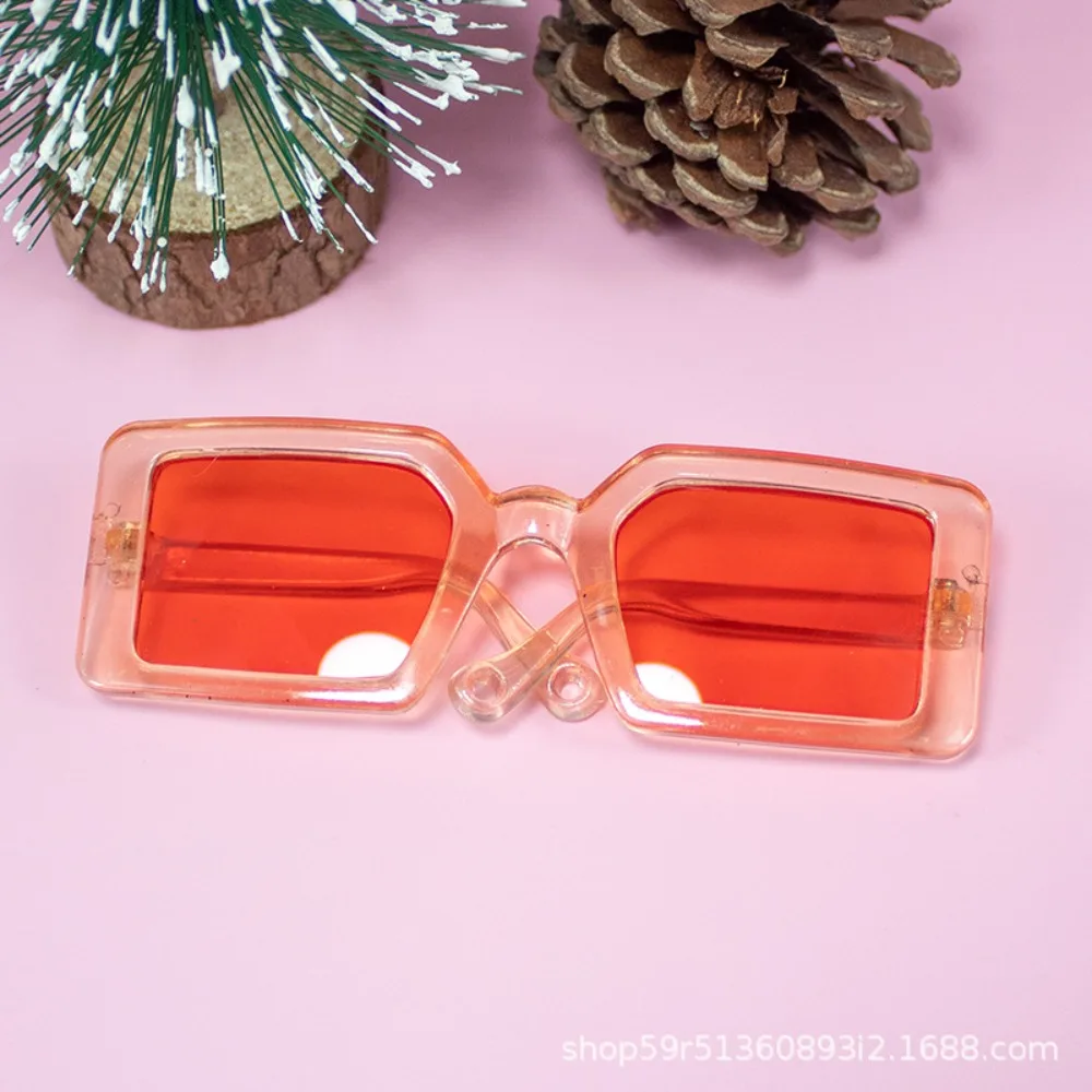 Mini Square Transparent Frame Doll Sunglasses Multi-color Gradient Lens For Cotton Doll Daily Shooting Decor Small Accessory