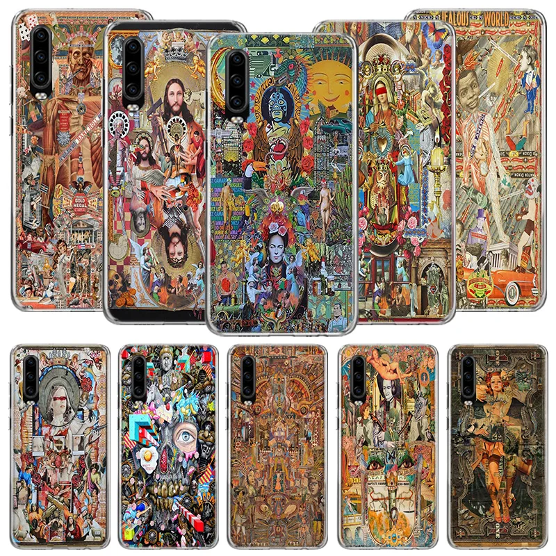 Complex picture digital collage Phone Case For Huawei P50 Pro P10 P20 P30 P40 Lite Cover Mate 40 30 20 10 Lite Capa Shell