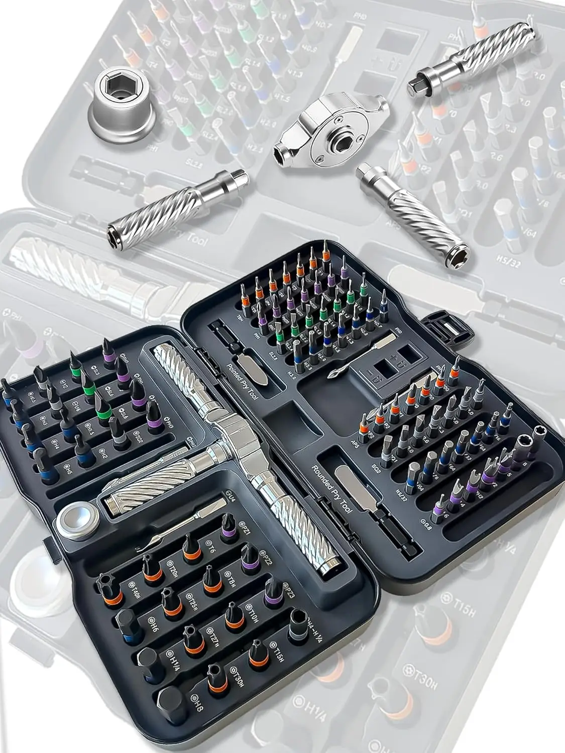 

100 in 1 Magnetic Ratchet Screwdriver Set, S2 Steel Bits, DIY Flexible Shaft for Furniture Assembly & Electrical Repair