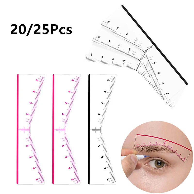 ✰✪Disposable 20/25pcs Eyebrow Ruler Sticker Self-adhesive Eyebrow Tattoo Position Guide Permanent Makeup Mapping Stencils Tool