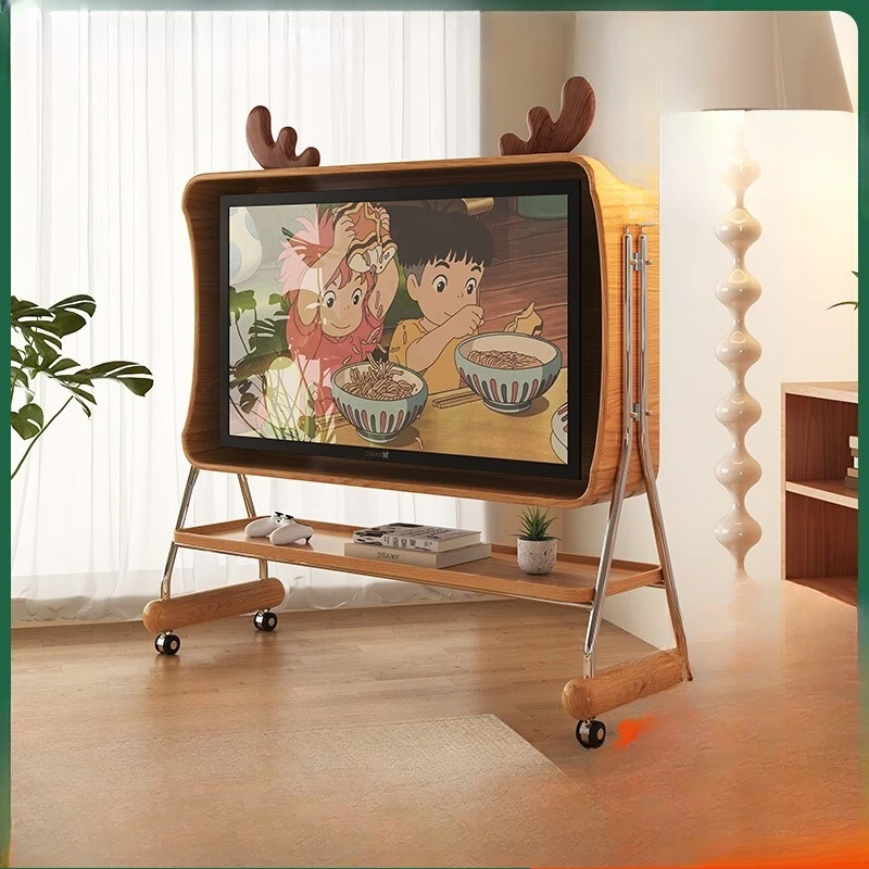 

TV bracket small apartment living room bedroom 43/55/65 inch retro floor removable high TV cabinet