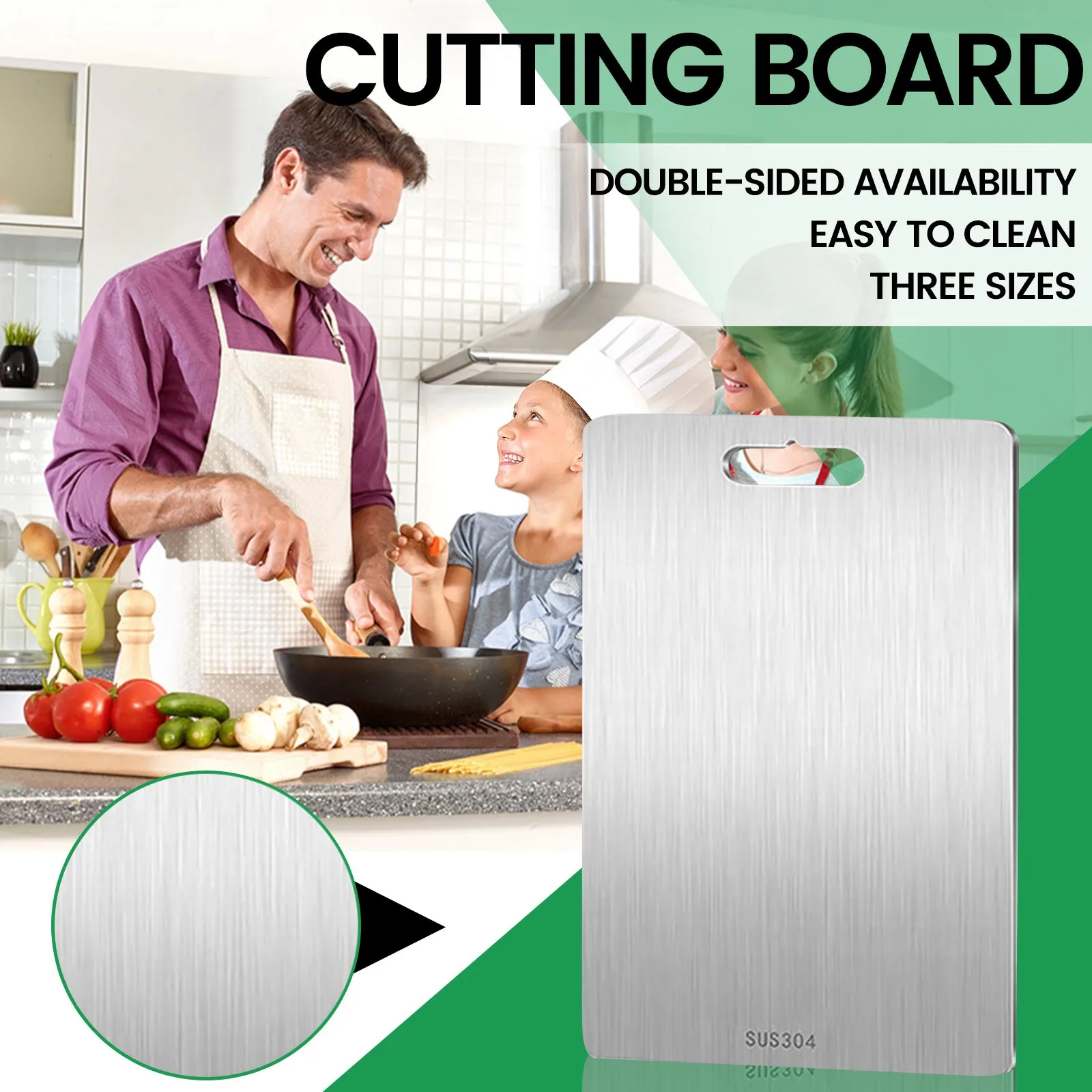 

Stainless Steel Panel and Chopping Board Kitchen Household Thickened Double Sided Cutting Board Block Kneading Dough Board
