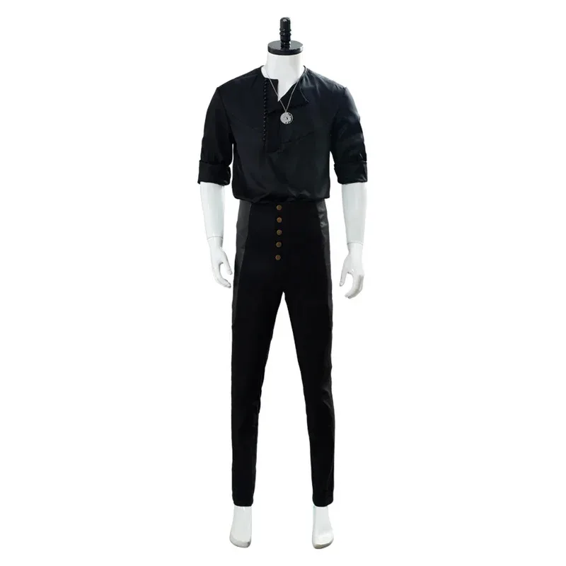AA wat Geralt de Rivia Cosplay ropa Casual camisa hombres traje negro Halloween carnaval disfraz personalizado 2025 nuevo