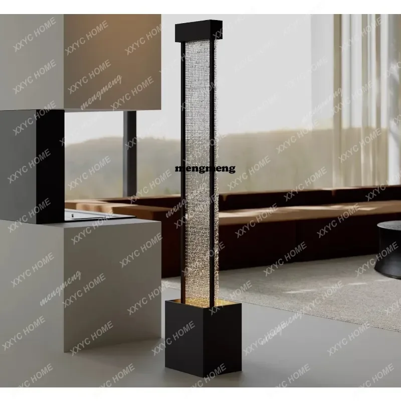 Modern Flowing Ornaments Living Room TV Cabinet Floor To Ceiling Water Curtain Wall Entrance Decoration