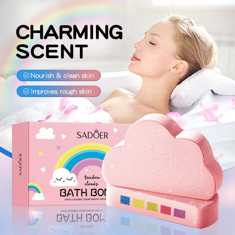 

100g Rainbow Cloud Bath Salt Ball - Deep Cleansing and Moisturizing Bubble Bath Salt, Fun Floating Bath Ball